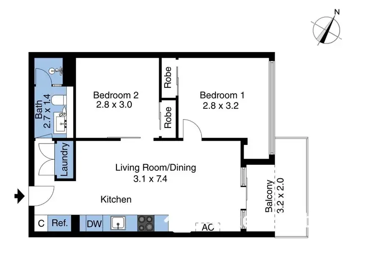 Floorplan of Homely apartment listing, 2102/11 Rose Lane, Melbourne VIC 3000
