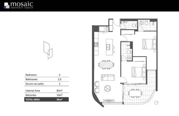 Floorplan of Homely apartment listing, 1405/140 Wellington Road, East Brisbane QLD 4169