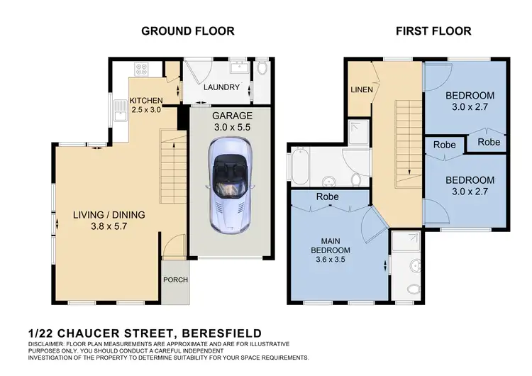 Floorplan of Homely townhouse listing, 1/22 Chaucer Street, Beresfield NSW 2322