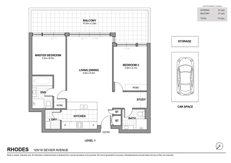 Floorplan of Homely apartment listing, 105/16 Sevier Avenue, Rhodes NSW 2138