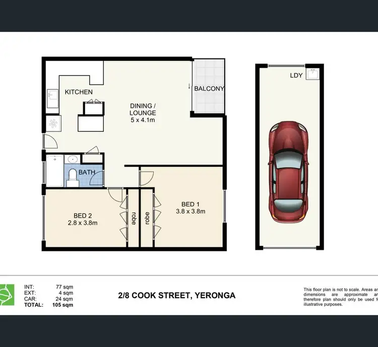 Floorplan of Homely apartment listing, 2/8 Cook St, Yeronga QLD 4104