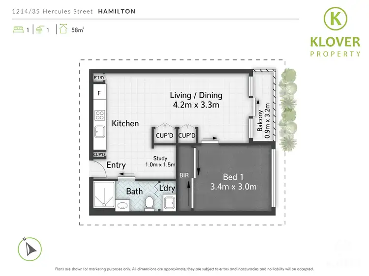 Floorplan of Homely apartment listing, 1214/35 Hercules St, Hamilton QLD 4007