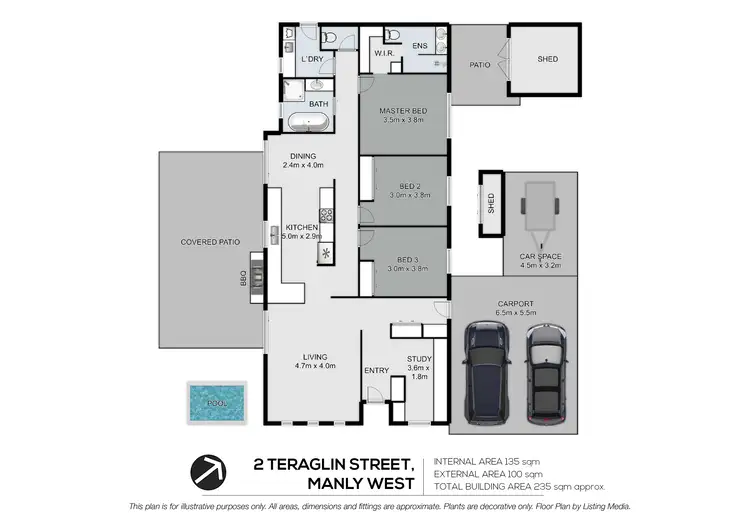 Floorplan of Homely house listing, 2 Teraglin Street, Manly West QLD 4179