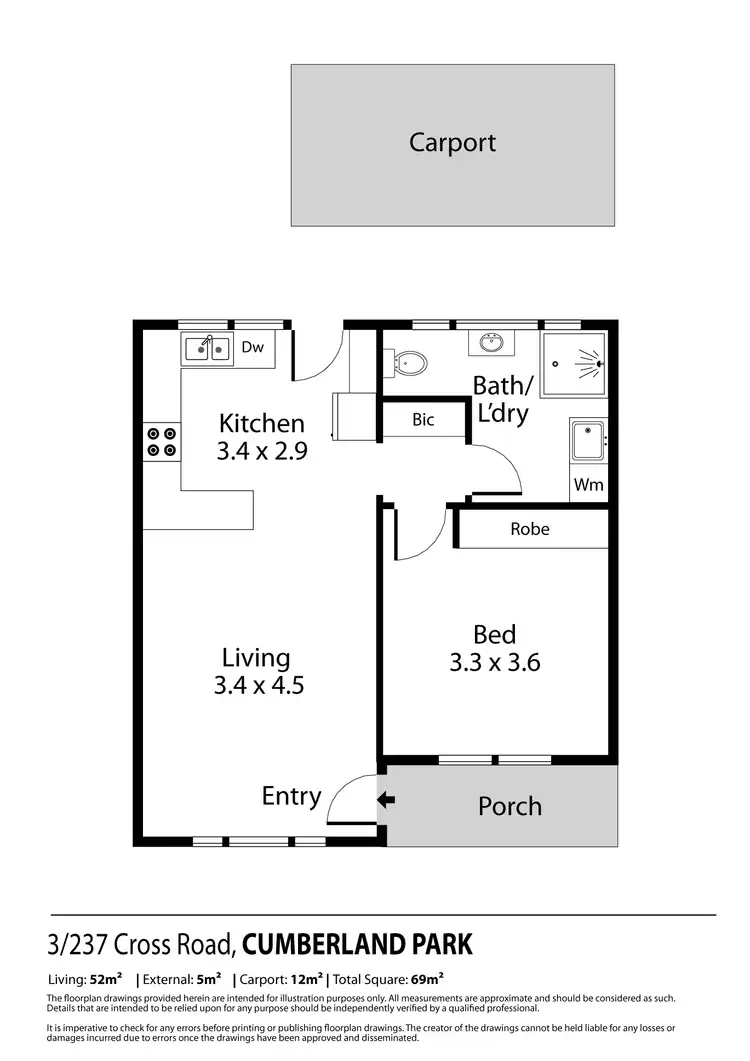 Floorplan of Homely unit listing, 3/237 Cross Road, Cumberland Park SA 5041