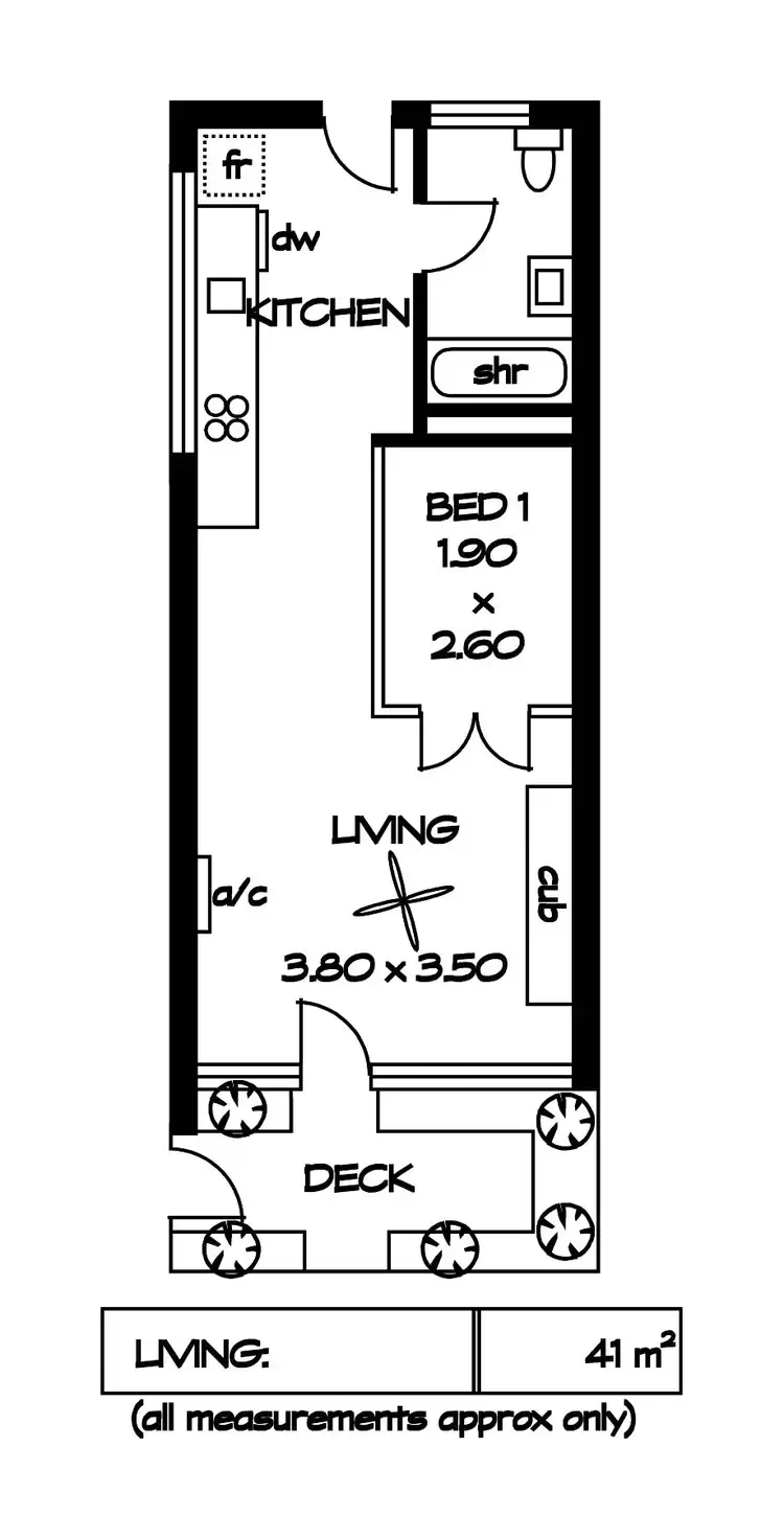 Floorplan of Homely studio listing, 3/97-99 Buxton Street, North Adelaide SA 5006