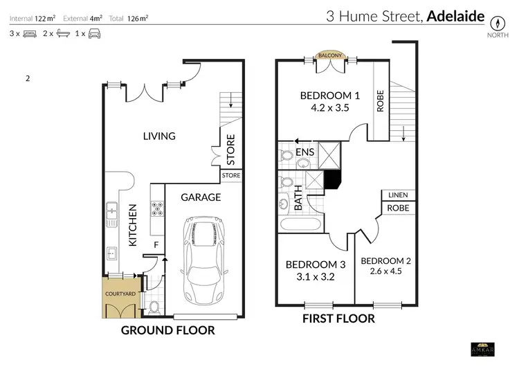 Floorplan of Homely townhouse listing, 3 Hume Street, Adelaide SA 5000