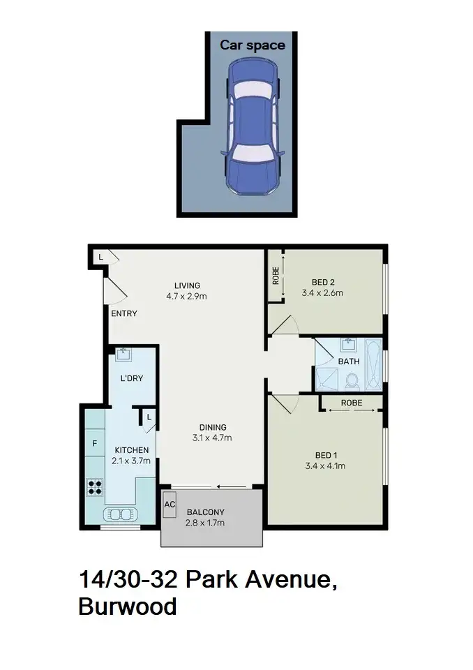 Floorplan of Homely apartment listing, 14/30-32 Park Avenue, Burwood NSW 2134