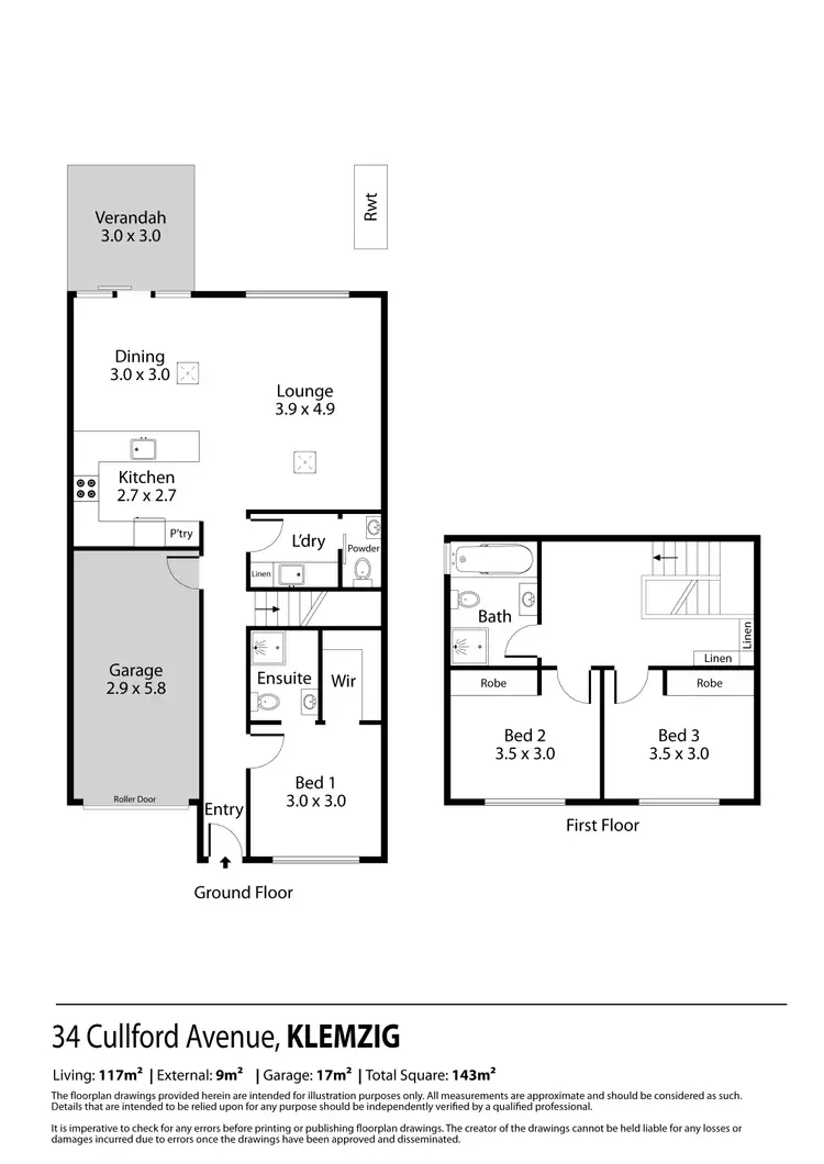 Floorplan of Homely townhouse listing, 34 Cullford Avenue, Klemzig SA 5087