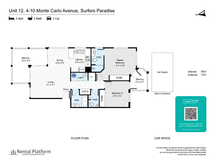 Floorplan of Homely unit listing, 12/4-10 Monte Carlo Ave, Surfers Paradise QLD 4217