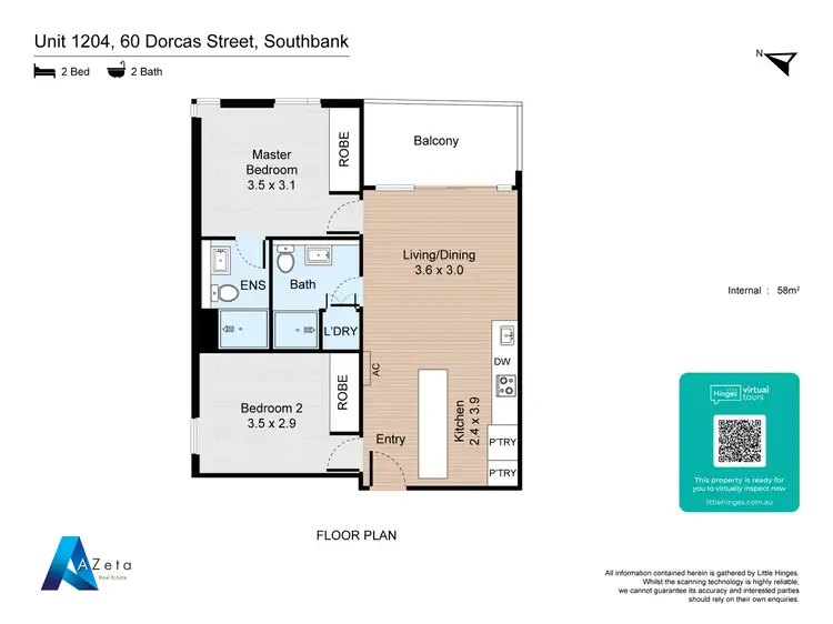 Floorplan of Homely apartment listing, 1204/60 Dorcas Street, Southbank VIC 3006
