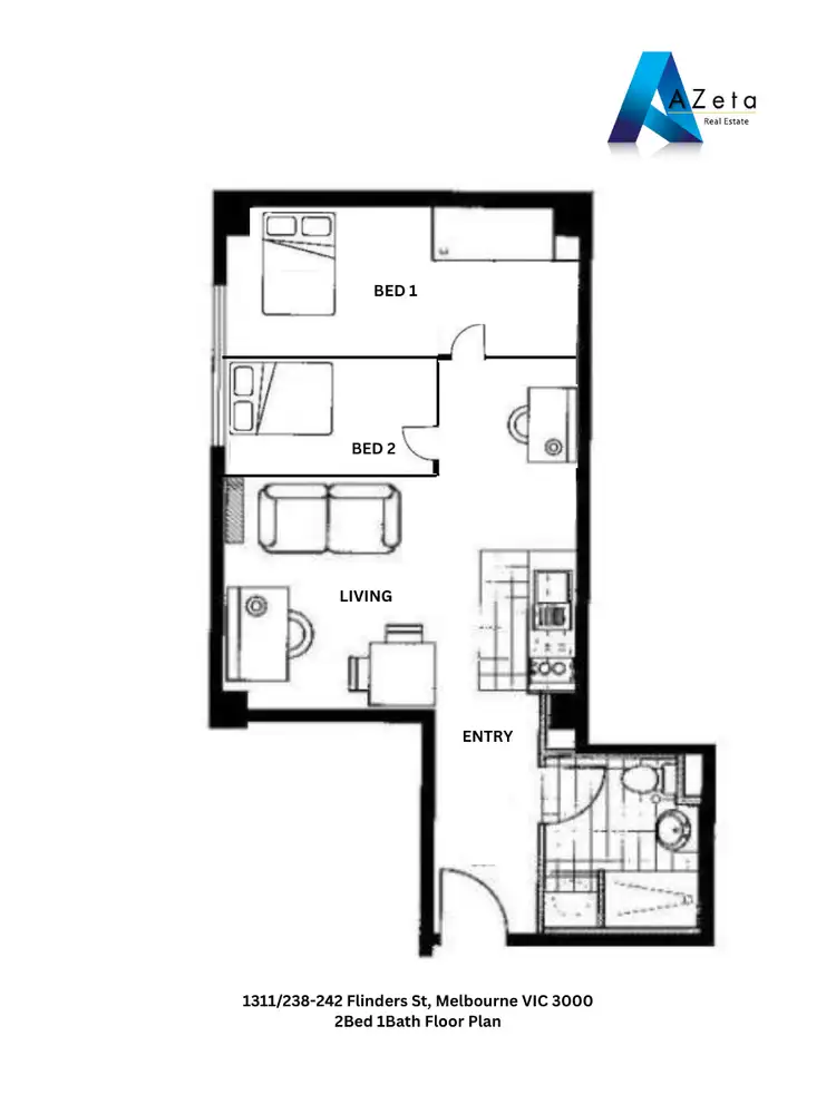 Floorplan of Homely apartment listing, 1311/238 Flinders Street, Melbourne VIC 3000