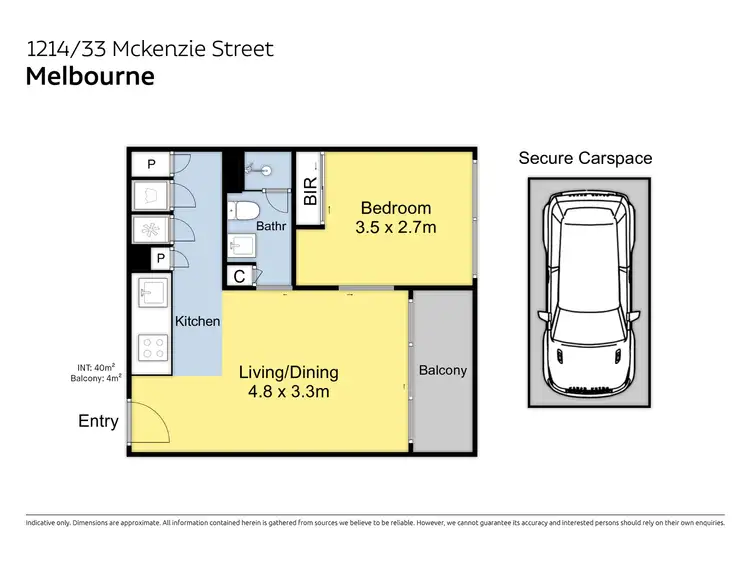 Floorplan of Homely unit listing, 1214/33 Mackenzie Street, Melbourne VIC 3000