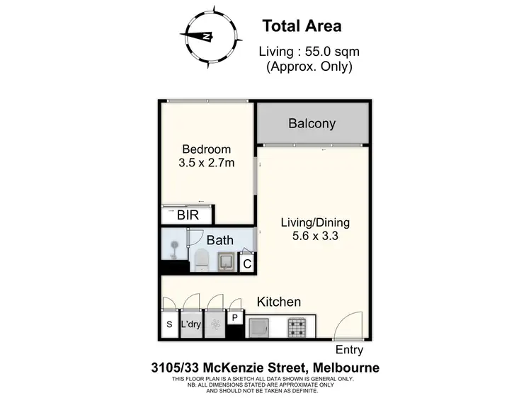 Floorplan of Homely apartment listing, 3105/33 Mackenzie Street, Melbourne VIC 3000