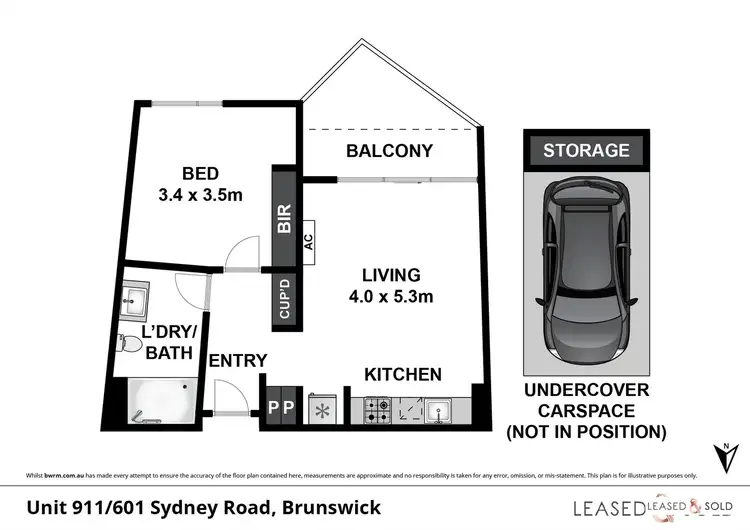 Floorplan of Homely apartment listing, 911/601 Sydney Road, Brunswick VIC 3056
