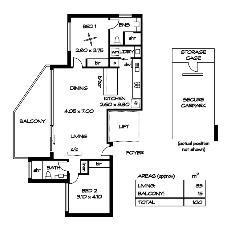 Floorplan of Homely unit listing, 301/288 St Clair Avenue, St Clair SA 5011