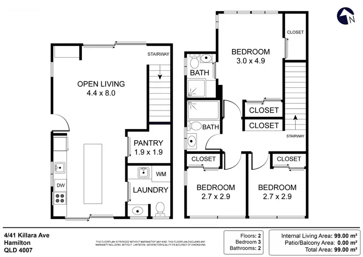 Floorplan of Homely townhouse listing, 4/41 Killara Avenue, Hamilton QLD 4007