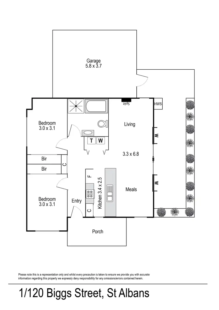 Floorplan of Homely unit listing, 1/120 Biggs Street, St Albans VIC 3021