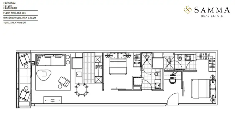 Floorplan of Homely apartment listing, 1503/199 William Street, Melbourne VIC 3000