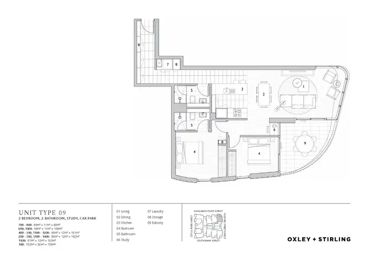 Floorplan of Homely apartment listing, 709/9 Christie Street, South Brisbane QLD 4101