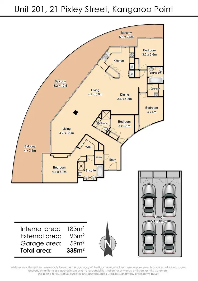 Floorplan of Homely apartment listing, 201/21 Pixley Street, Kangaroo Point QLD 4169