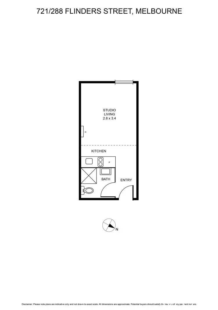 Floorplan of Homely studio listing, 721/268 Flinders Street, Melbourne VIC 3000