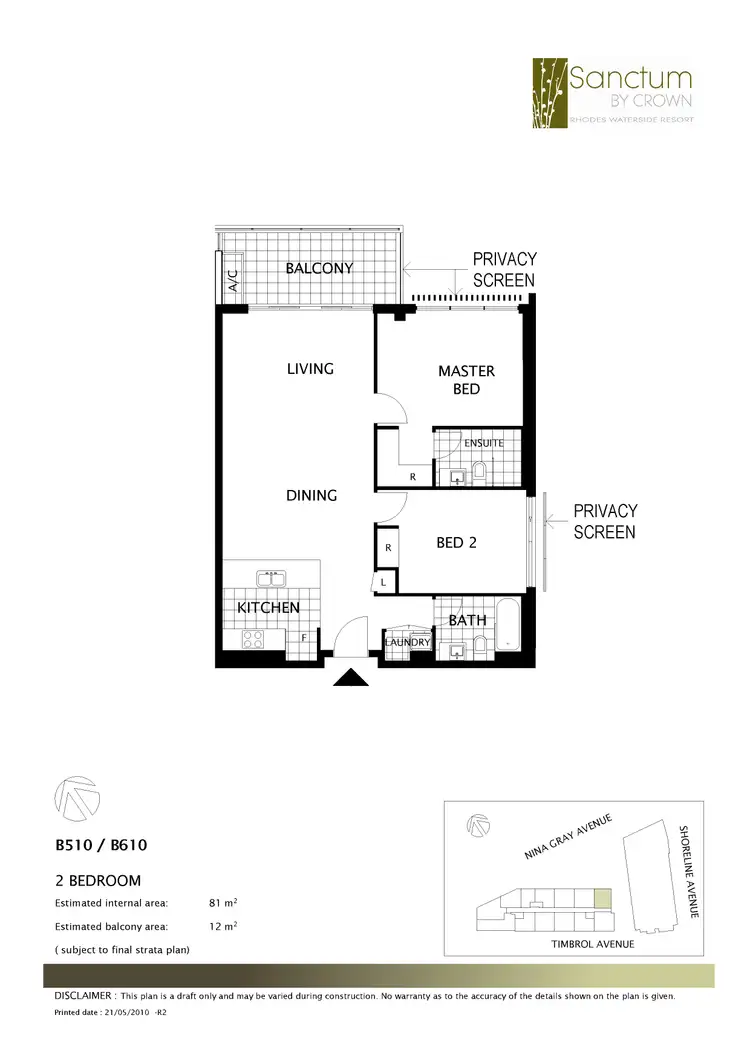 Floorplan of Homely apartment listing, B510/3 Timbrol Avenue, Rhodes NSW 2138