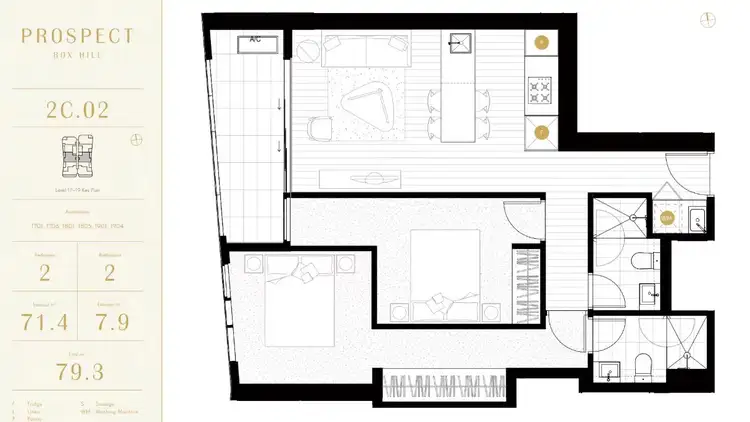 Floorplan of Homely apartment listing, 1904/11 Prospect Street, Box Hill VIC 3128