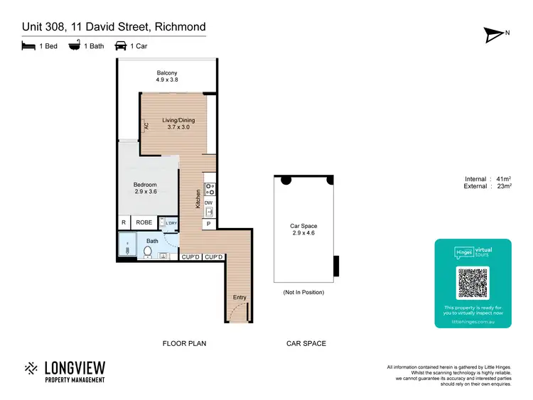 Floorplan of Homely apartment listing, 308/11 David Street, Richmond VIC 3121