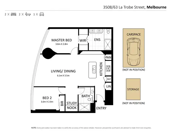 Floorplan of Homely apartment listing, 3508/63 La Trobe Street, Melbourne VIC 3000
