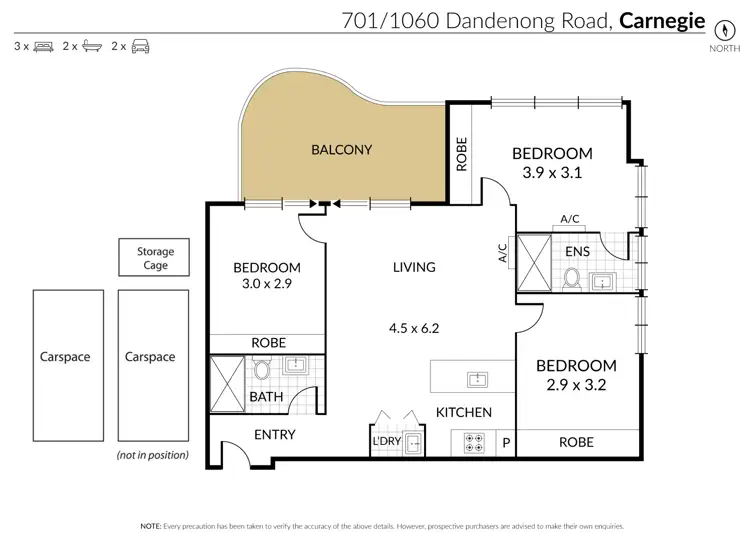 Floorplan of Homely apartment listing, 701/1060 Dandenong Road, Carnegie VIC 3163
