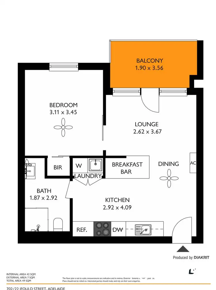 Floorplan of Homely apartment listing, 702/22 Ifould Street, Adelaide SA 5000