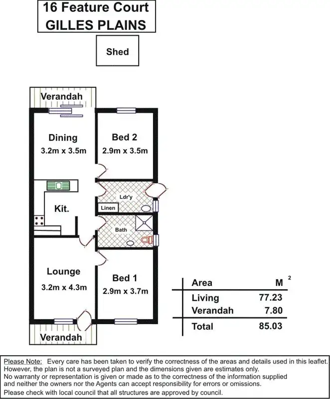 Floorplan of Homely unit listing, 16 Feature Court, Gilles Plains SA 5086