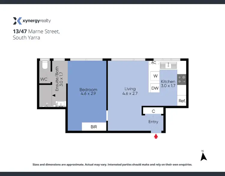 Floorplan of Homely apartment listing, 13/47 Marne Street, South Yarra VIC 3141