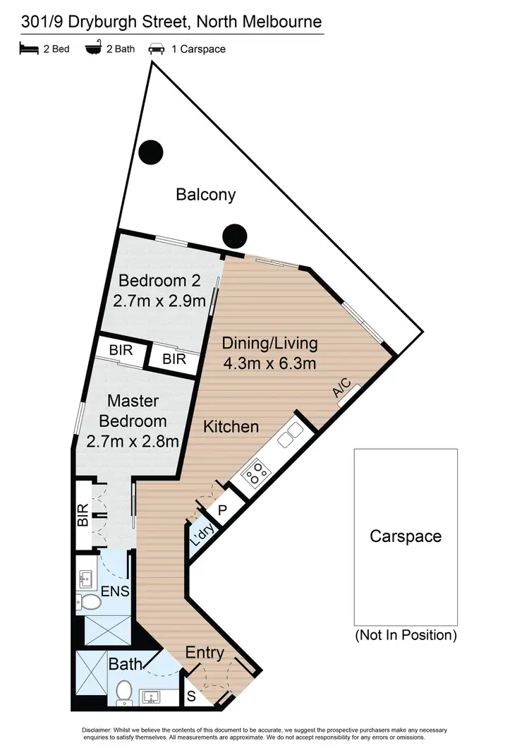 Floorplan of Homely apartment listing, 301/9 Dryburgh Street, West Melbourne VIC 3003