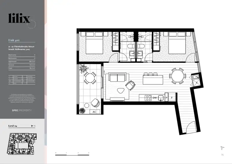 Floorplan of Homely apartment listing, 402/51-59 Thistlethwaite Street, South Melbourne VIC 3205