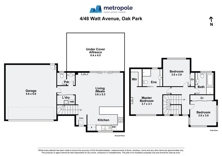 Floorplan of Homely townhouse listing, 4/48 Watt Avenue, Oak Park VIC 3046