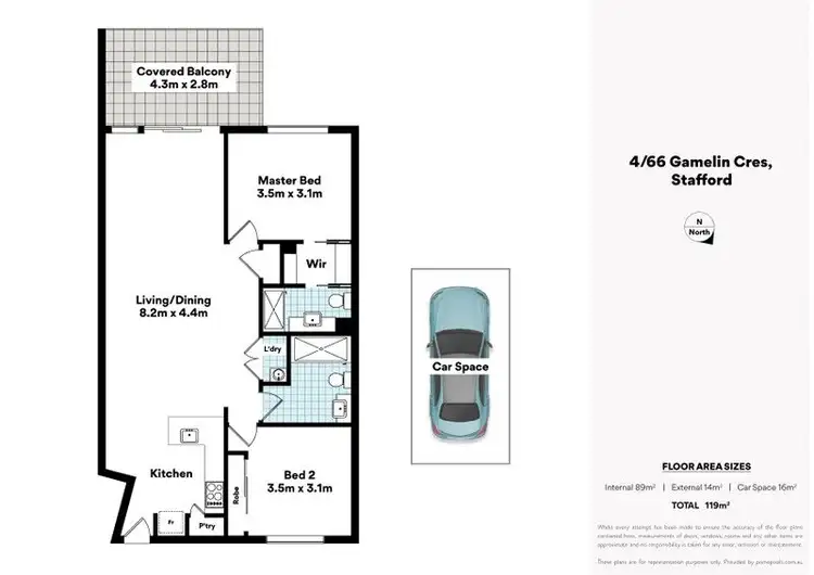 Floorplan of Homely apartment listing, 4/66 Gamelin Crescent, Stafford QLD 4053