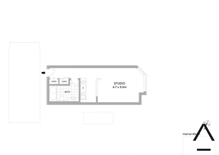 Floorplan of Homely studio listing, 202/88 King Street, Newtown NSW 2042