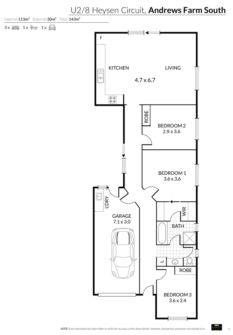 Floorplan of Homely villa listing, 2/8 Heysen Circuit, Andrews Farm SA 5114