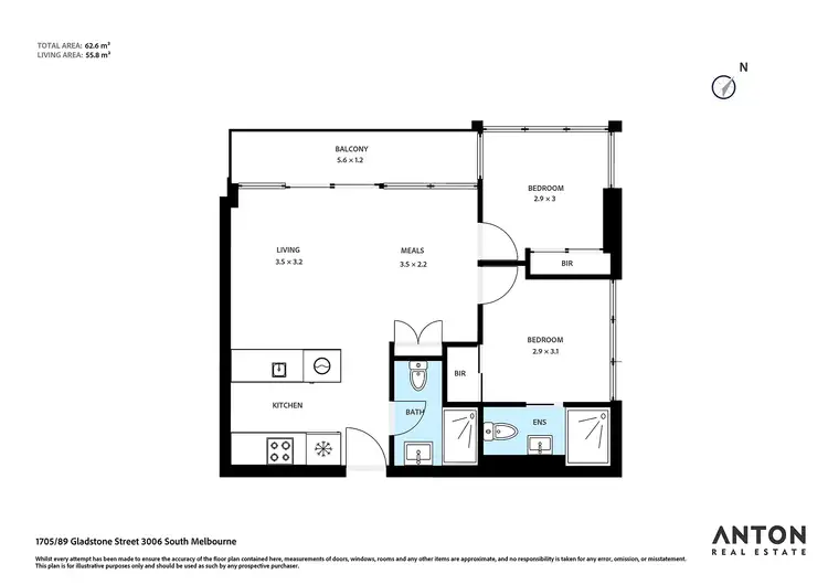 Floorplan of Homely apartment listing, 1705/89 Gladstone Street, South Melbourne VIC 3205