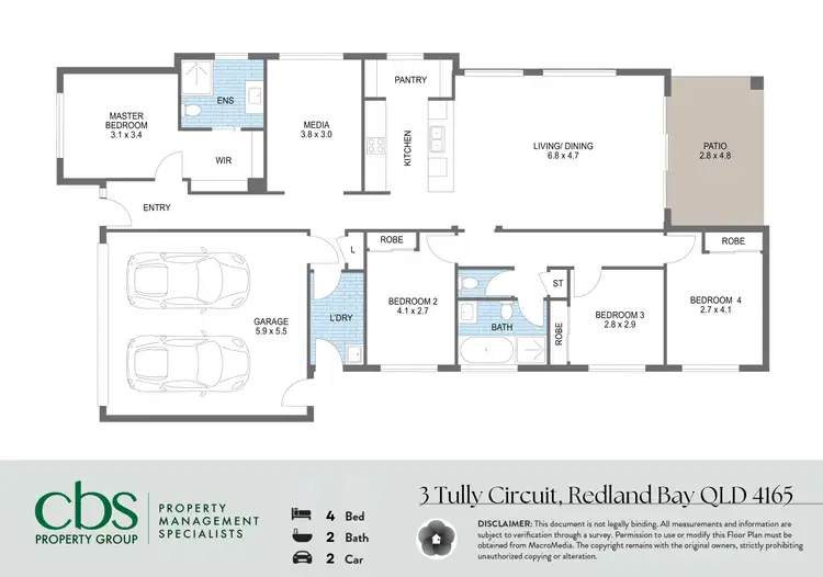 Floorplan of Homely house listing, 3 Tully Circuit, Redland Bay QLD 4165