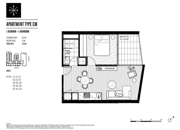 Floorplan of Homely apartment listing, 524/33 Blackwood Street, North Melbourne VIC 3051