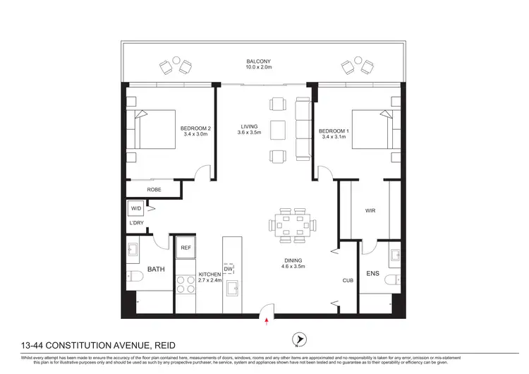Floorplan of Homely apartment listing, 13/44 Constitution Avenue, Campbell ACT 2612