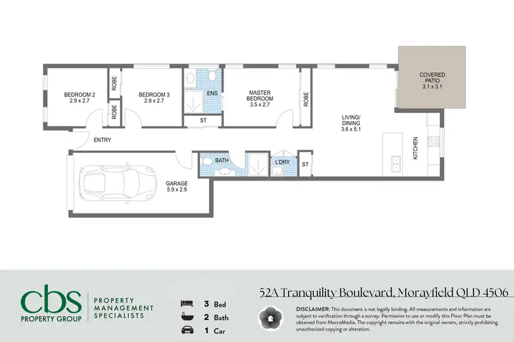 Floorplan of Homely semi-detached listing, 1/54 Tranquility Boulevard, Morayfield QLD 4506