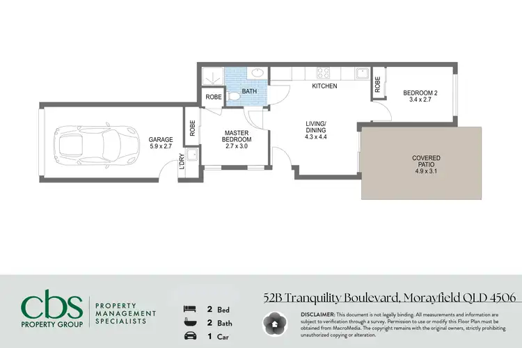 Floorplan of Homely semi-detached listing, 2/54 Tranquility Boulevard, Morayfield QLD 4506