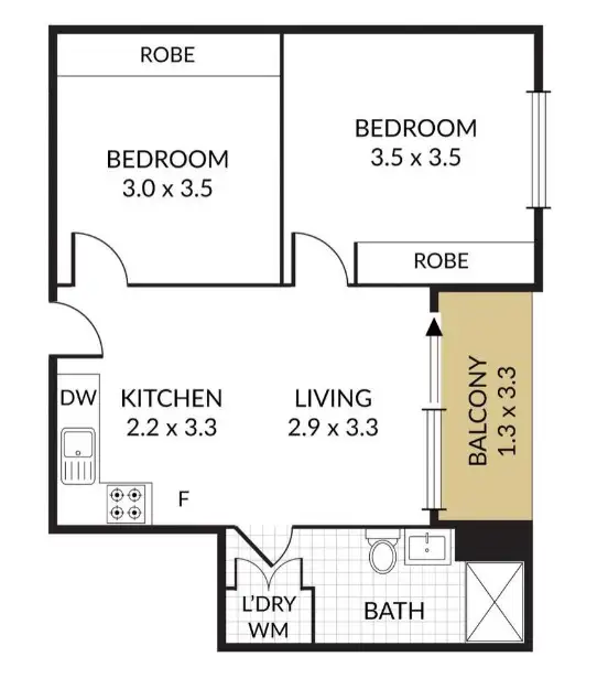 Floorplan of Homely apartment listing, 510/33 Batman Street, West Melbourne VIC 3003