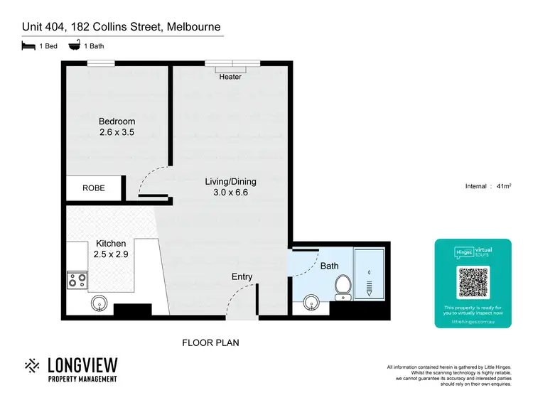 Floorplan of Homely apartment listing, 404/182 Collins Street, Melbourne VIC 3000
