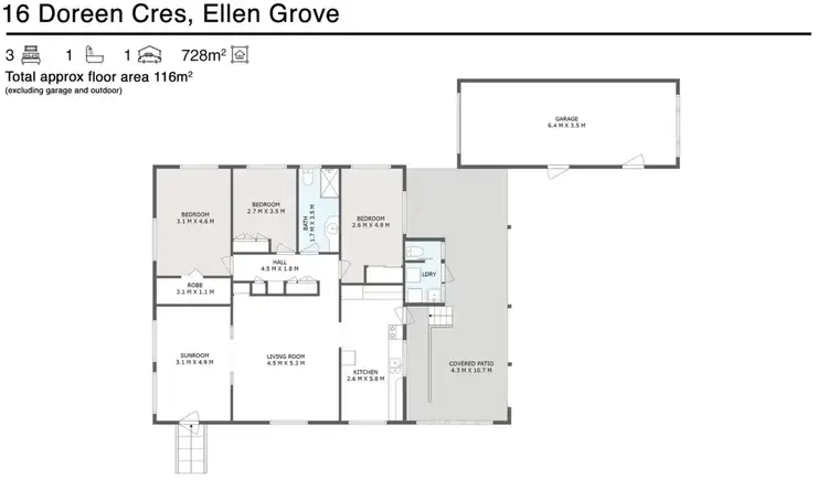 Floorplan of Homely house listing, 16 Doreen Crescent, Ellen Grove QLD 4078