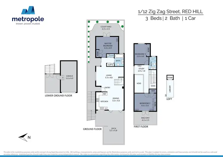 Floorplan of Homely townhouse listing, 1/12 Zig Zag Street, Red Hill QLD 4059