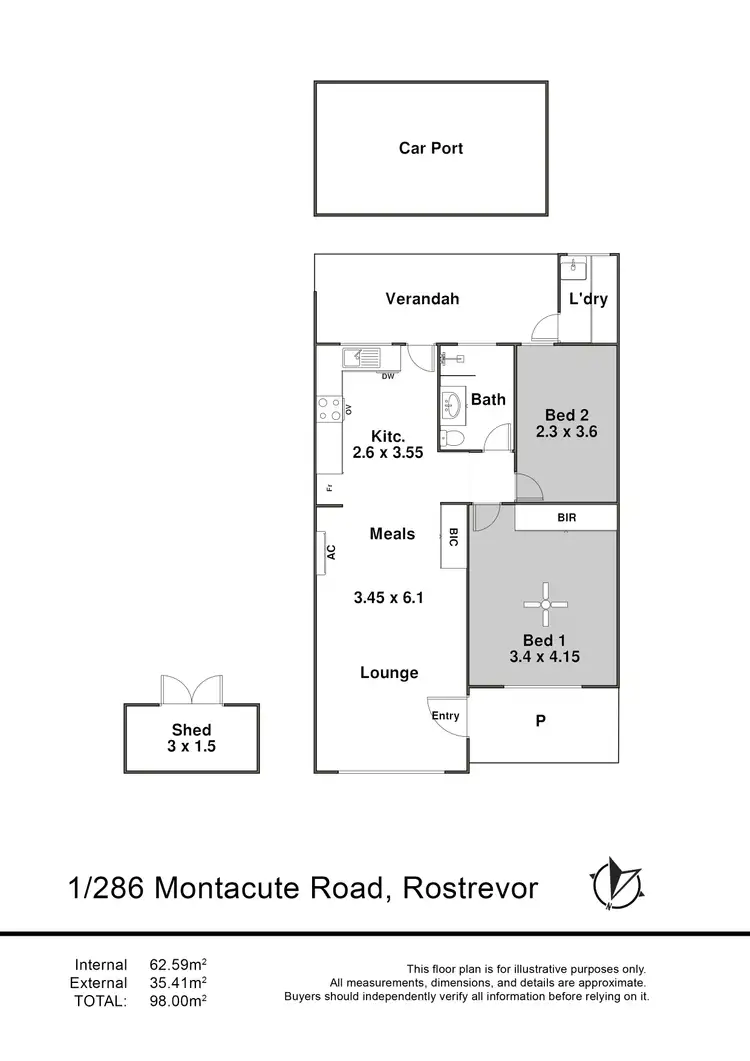 Floorplan of Homely unit listing, 1/286 Montacute Road, Rostrevor SA 5073
